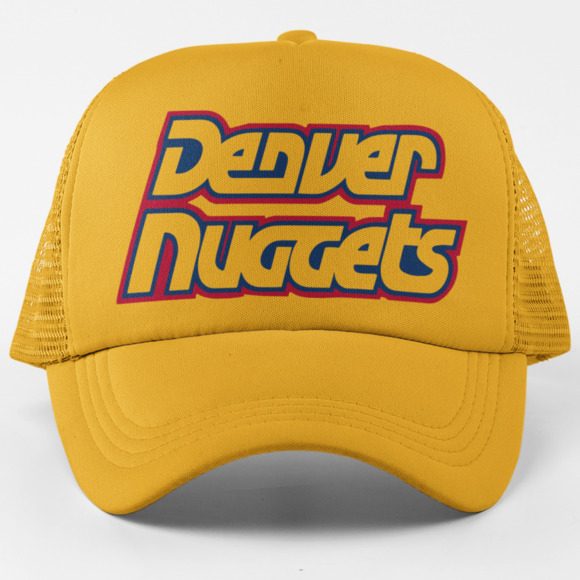 NEW Denver Nuggets 1993 Wordmark Foam Trucker Mesh Snapback Hat GOLDEN - Picture 1 of 2
